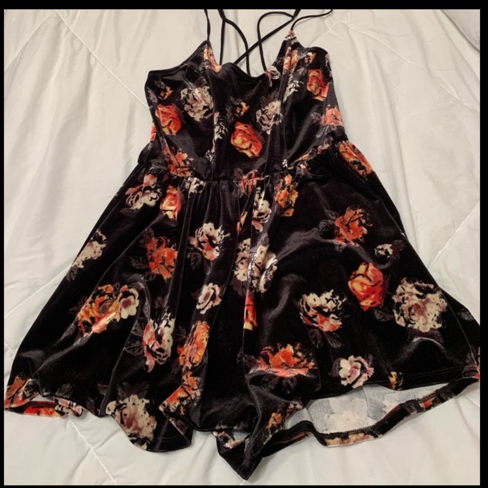 Velvet floral romper
